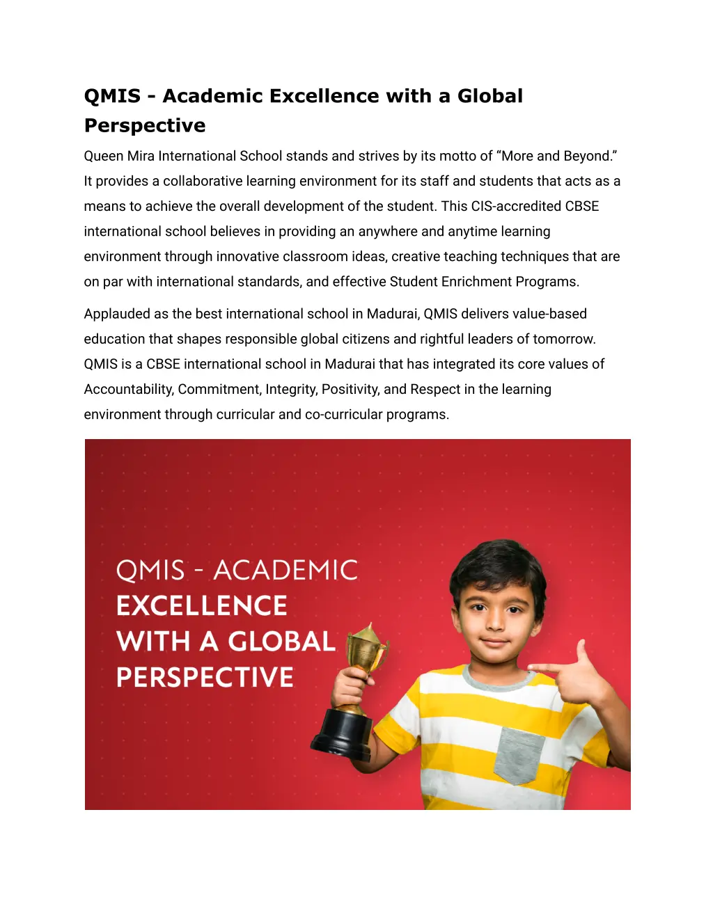 qmis academic excellence with a global perspective n.