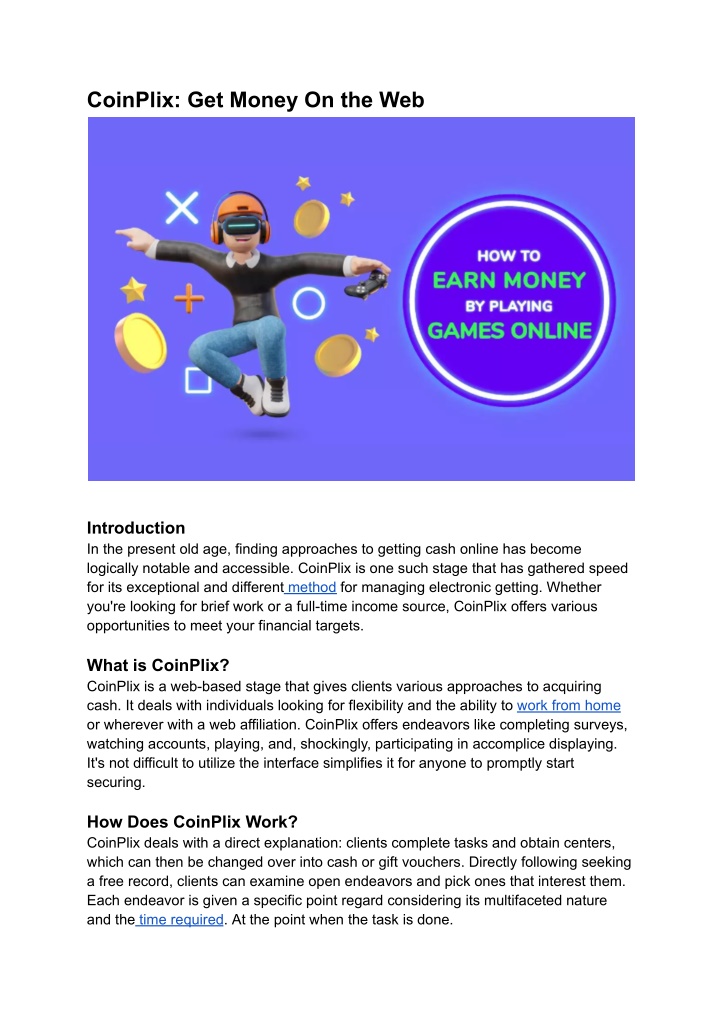 coinplix get money on the web n.w