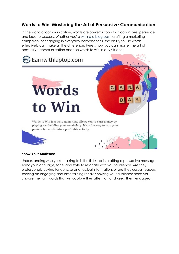 words to win mastering the art of persuasive n.w