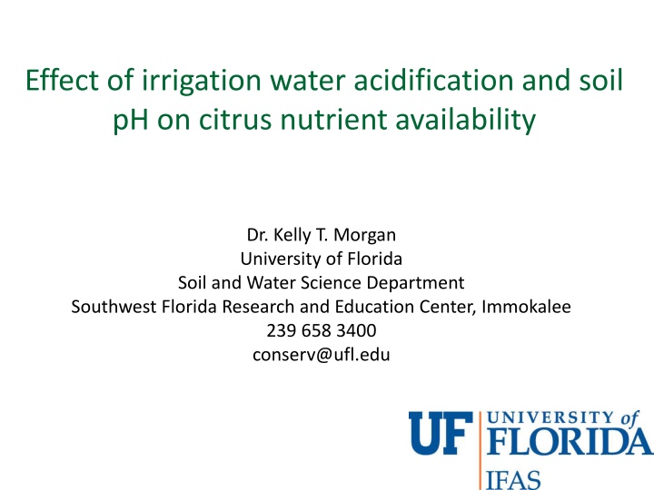Citrus Nutrient Availability in Relation to Soil pH and Irrigation Water Acidification