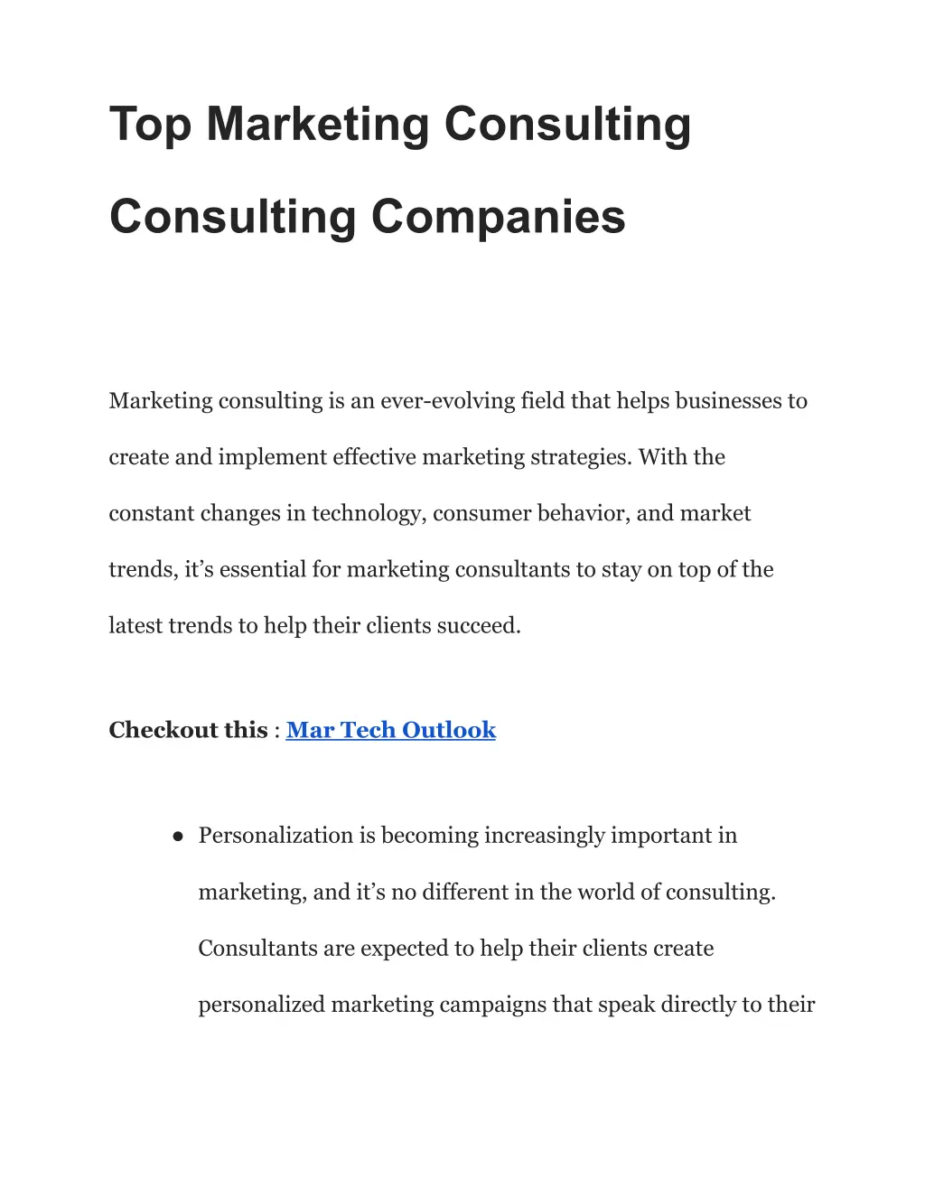 top marketing consulting n.