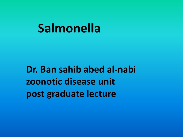 Salmonella: A Zoonotic Pathogen
