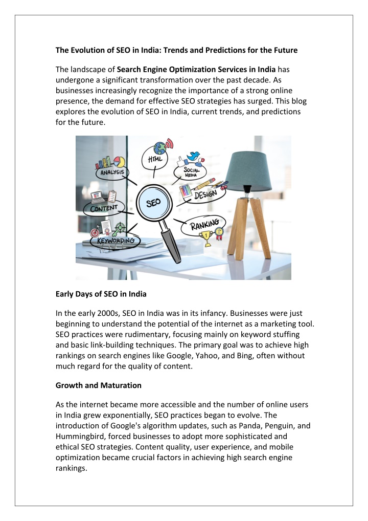 the evolution of seo in india trends n.w