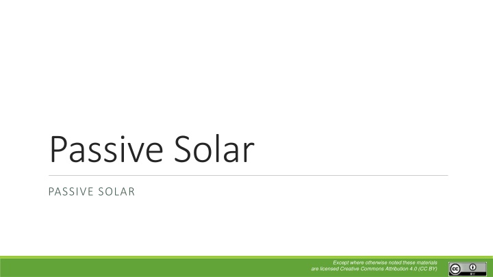Passive Solar Design and Its Benefits
