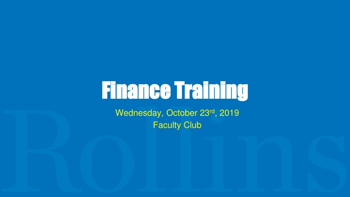 Finance Training Event Overview