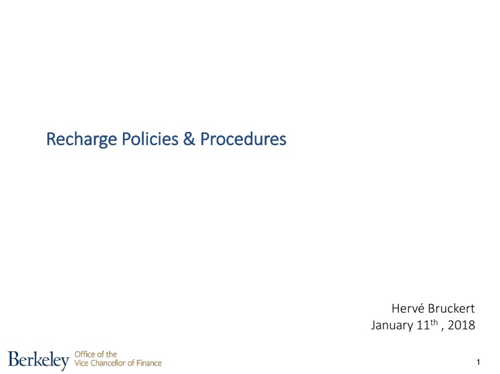 Recharge Policies and Procedures for Cost Recovery
