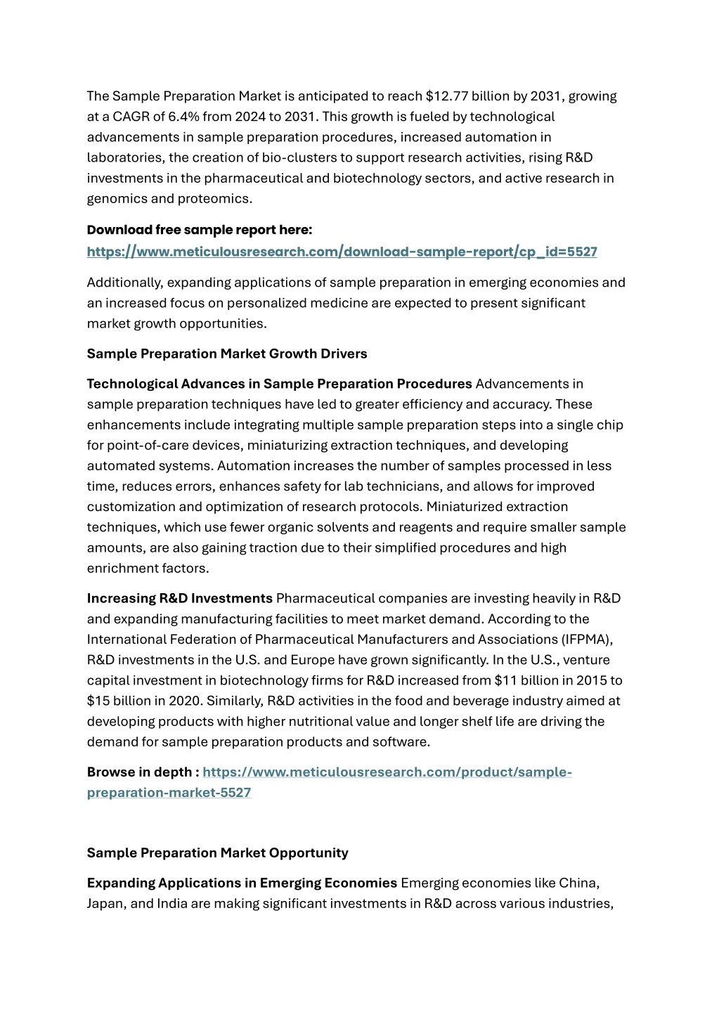 the sample preparation market is anticipated l.w