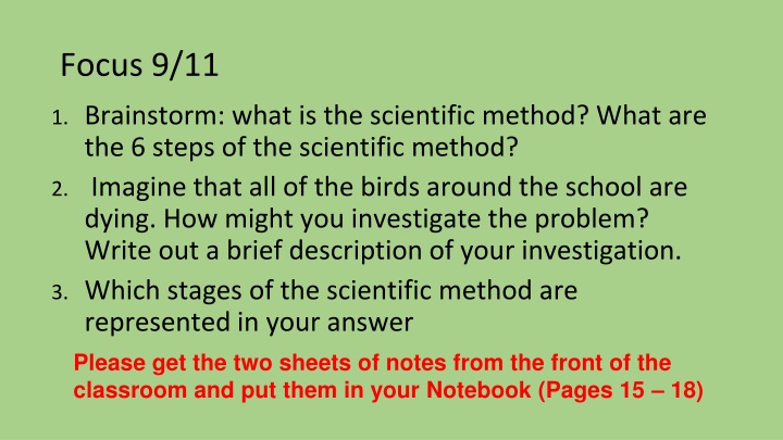 The Scientific Method and Investigating Bird Deaths