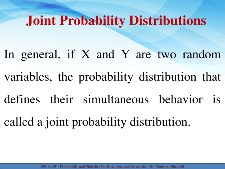 Joint Probability Distributions in Statistics