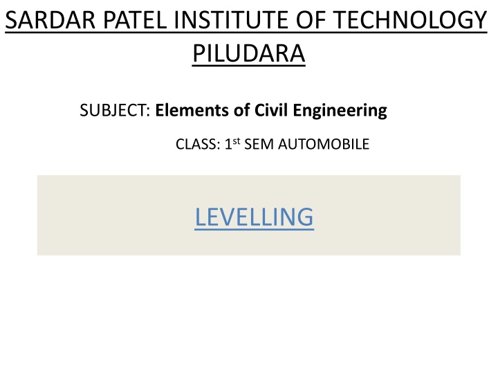 Introduction to Levelling in Civil Engineering
