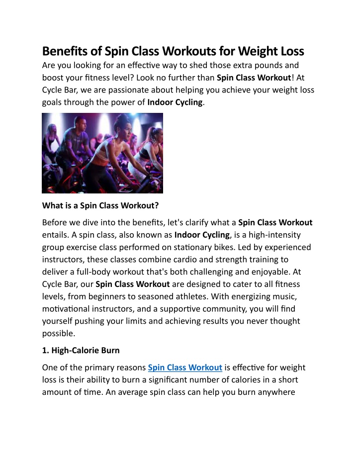 benefits of spin class workouts for weight loss n.w