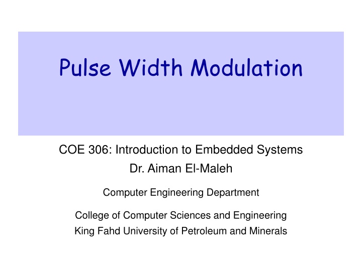 Pulse Width Modulation in Embedded Systems