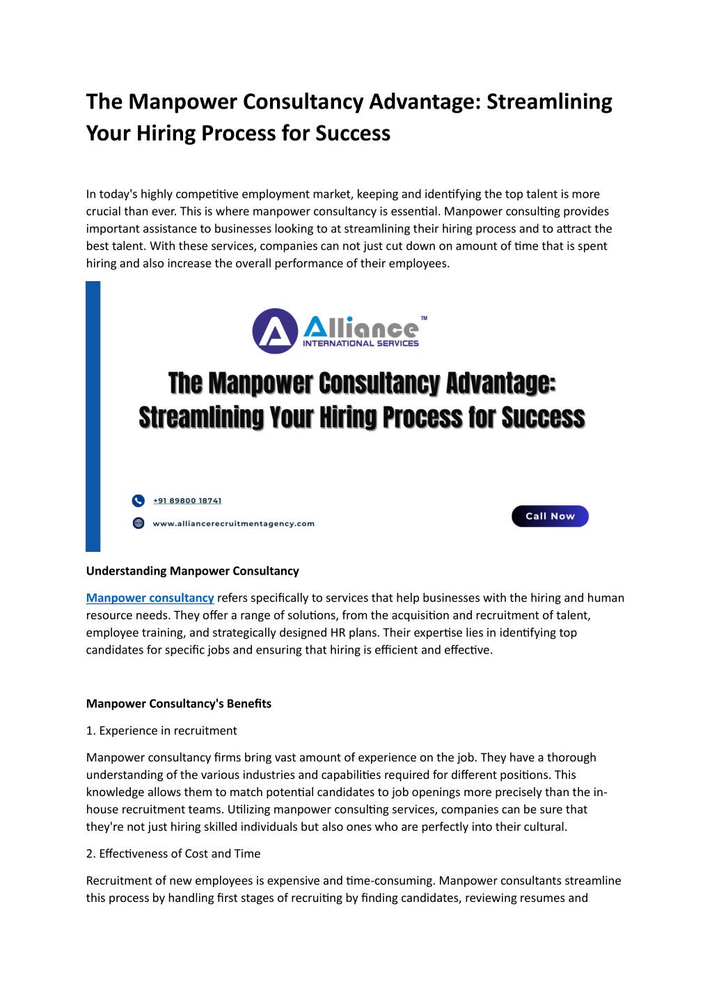 the manpower consultancy advantage streamlining l.w