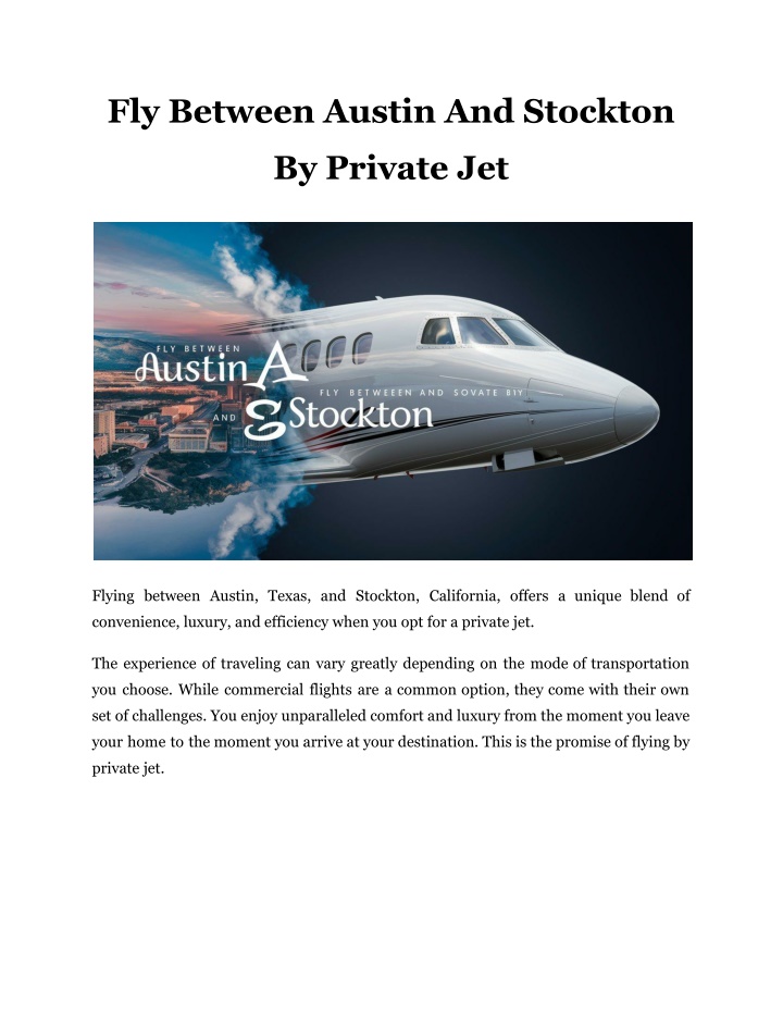 fly between austin and stockton n.w