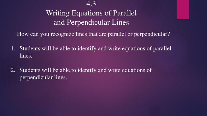 Parallel and Perpendicular Lines