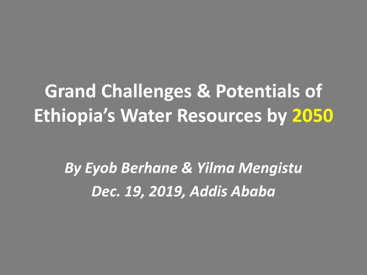 Addressing Ethiopia's Water Challenges and Potentials by 2050