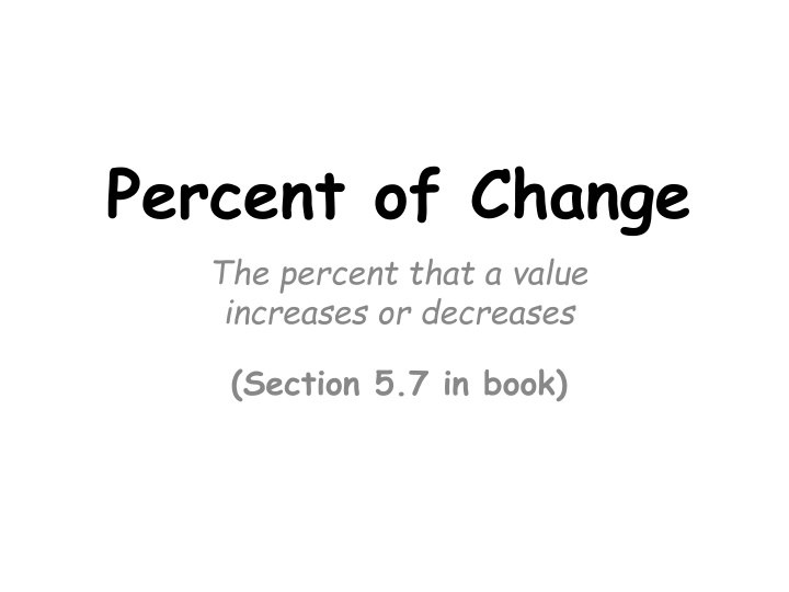 Percent of Change in Math