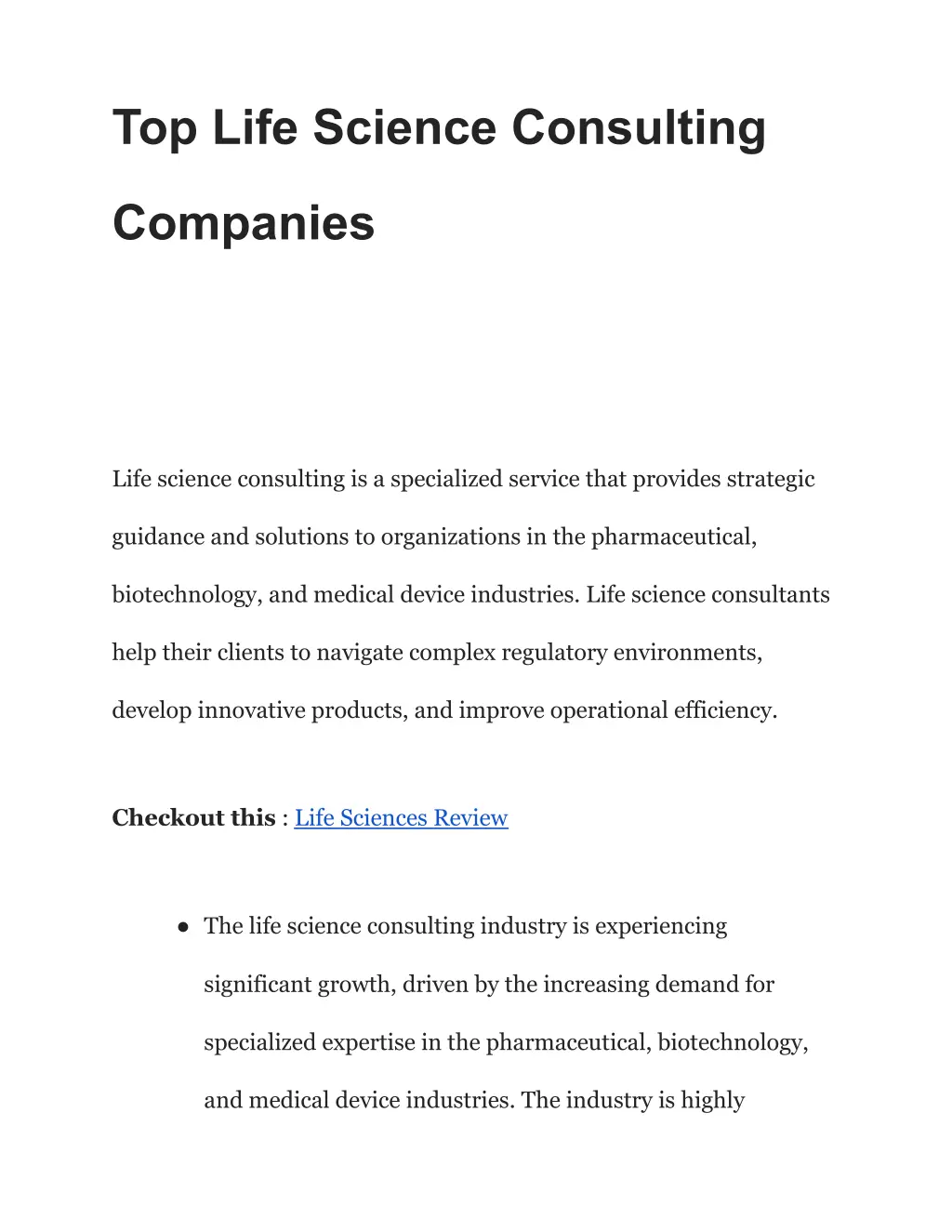 top life science consulting n.