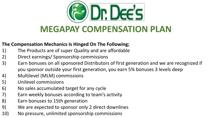 Megapay Compensation Plan Overview