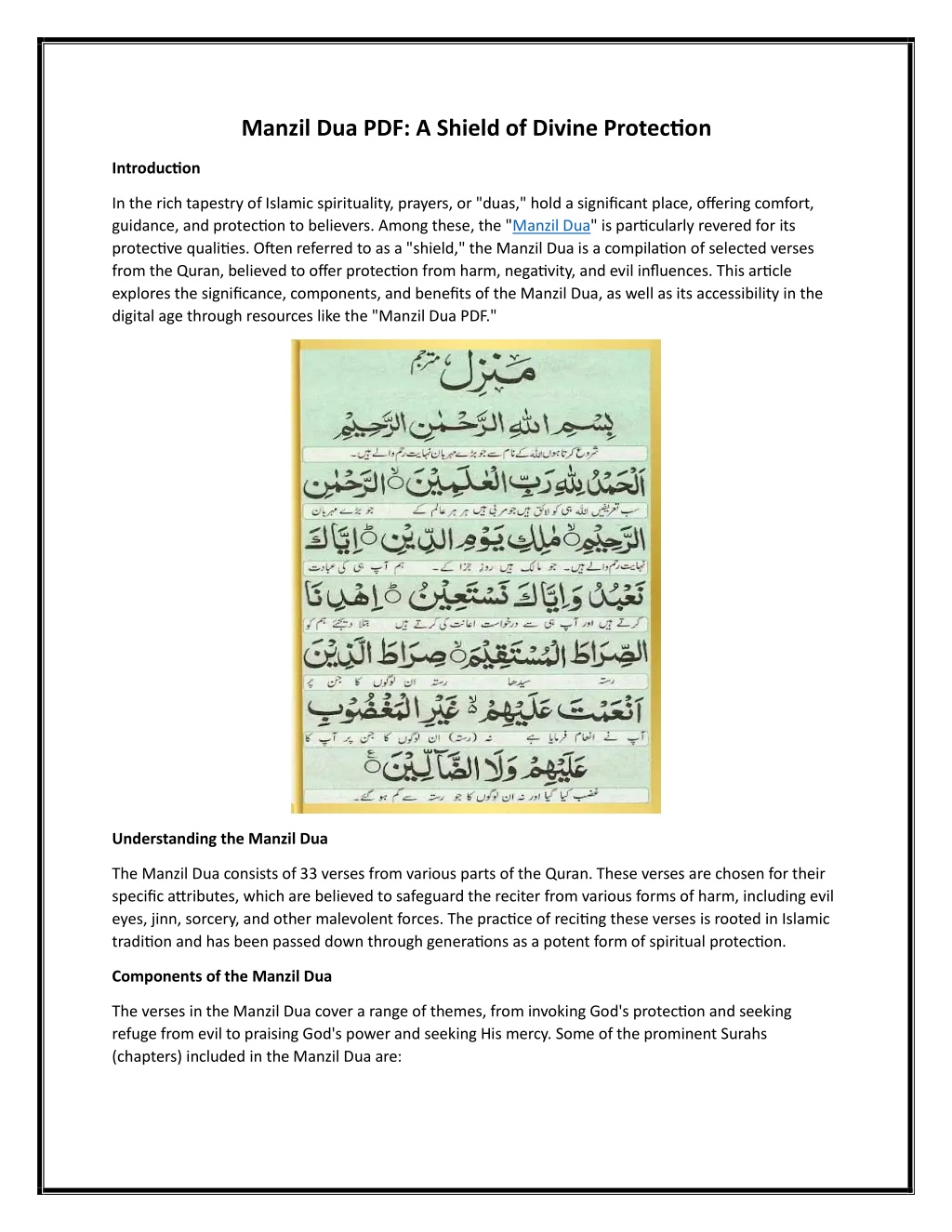 manzil dua pdf a shield of divine protection l.w