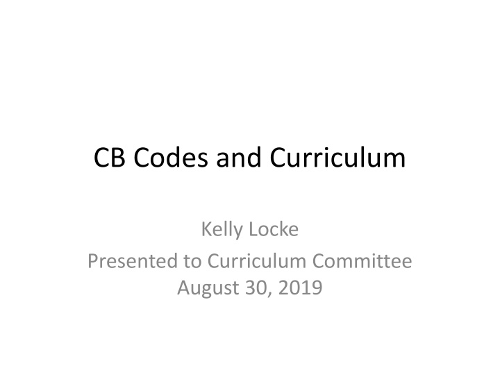 CB Codes in Curriculum Development