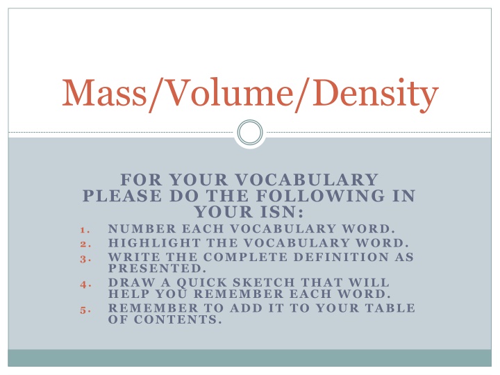 Mass, Volume, and Density in Science