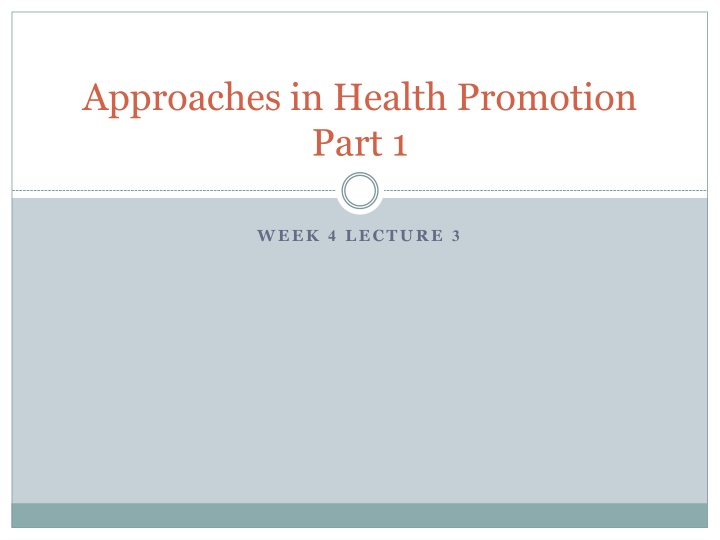 Perspectives on Health and Health Promotion Models