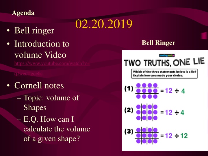Introduction to Volume Calculation for 3D Shapes