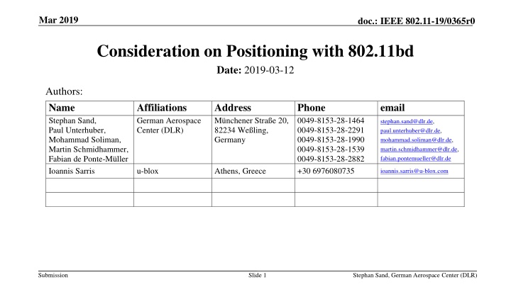 Positioning Considerations in IEEE 802.11bd for Vehicular Communication