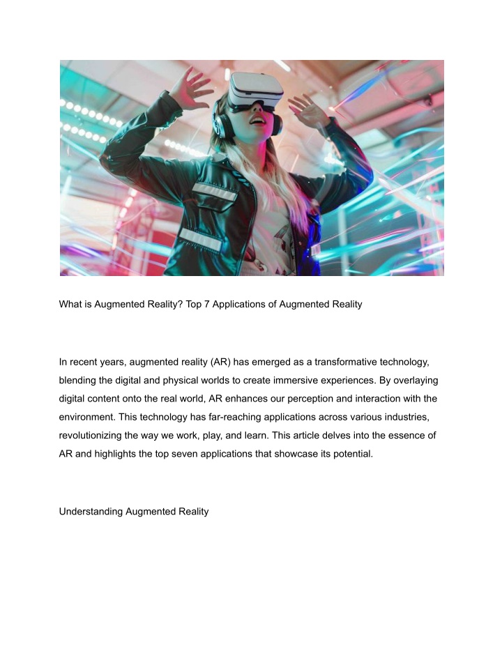 what is augmented reality top 7 applications n.w