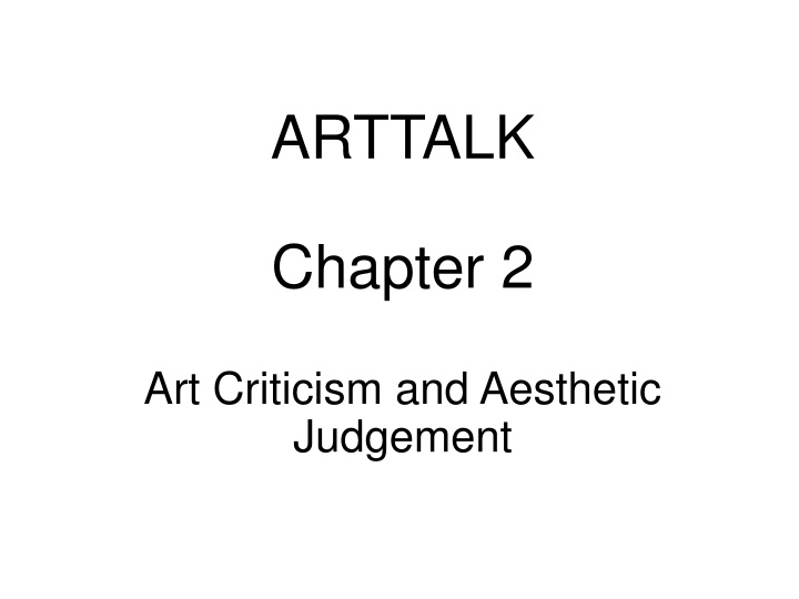 Art Criticism and Aesthetic Judgement