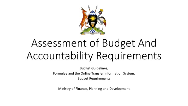 Assessment of Budget and Accountability Requirements in Ministry of Finance