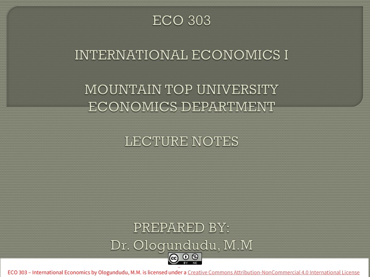 International Trade: Concepts and Theories