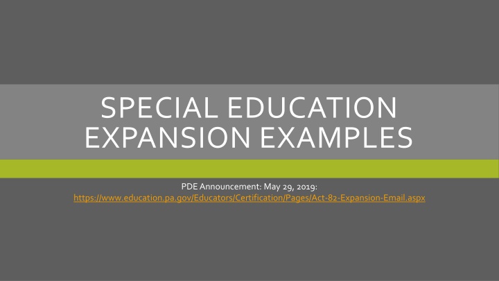 Special Education Expansion Program Overview
