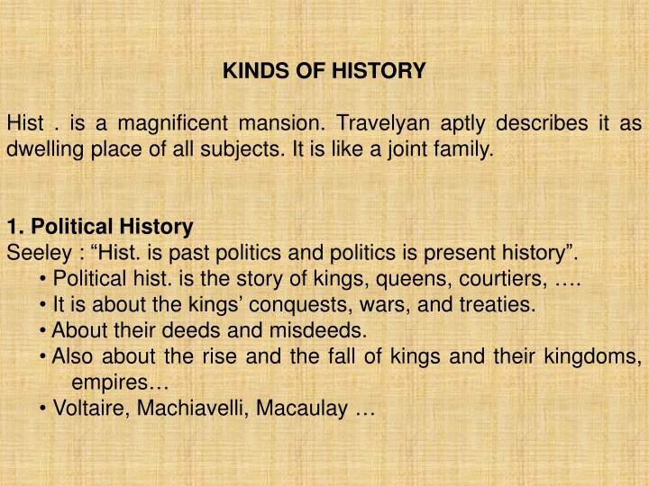 Various Branches of History Explored