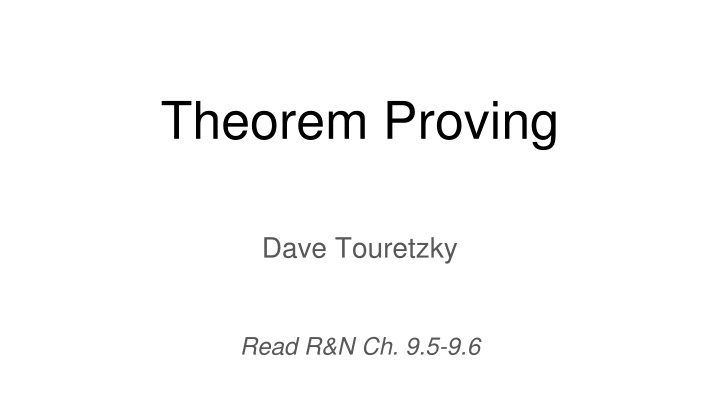 Resolution in Theorem Proving