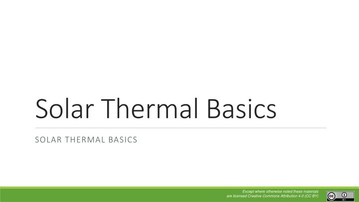 Solar Thermal Technology Basics