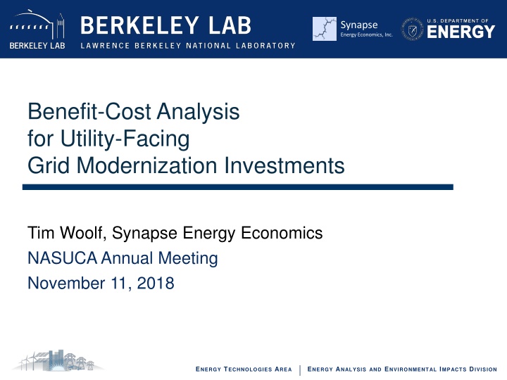 Benefit-Cost Analysis for Utility-Facing Grid Modernization Investments