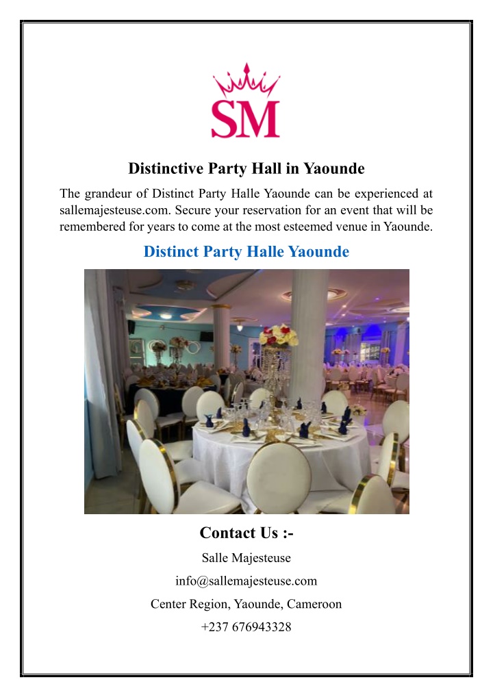 distinctive party hall in yaounde n.w