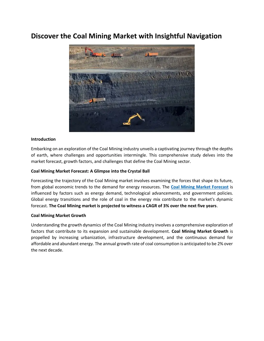 discover the coal mining market with insightful n.