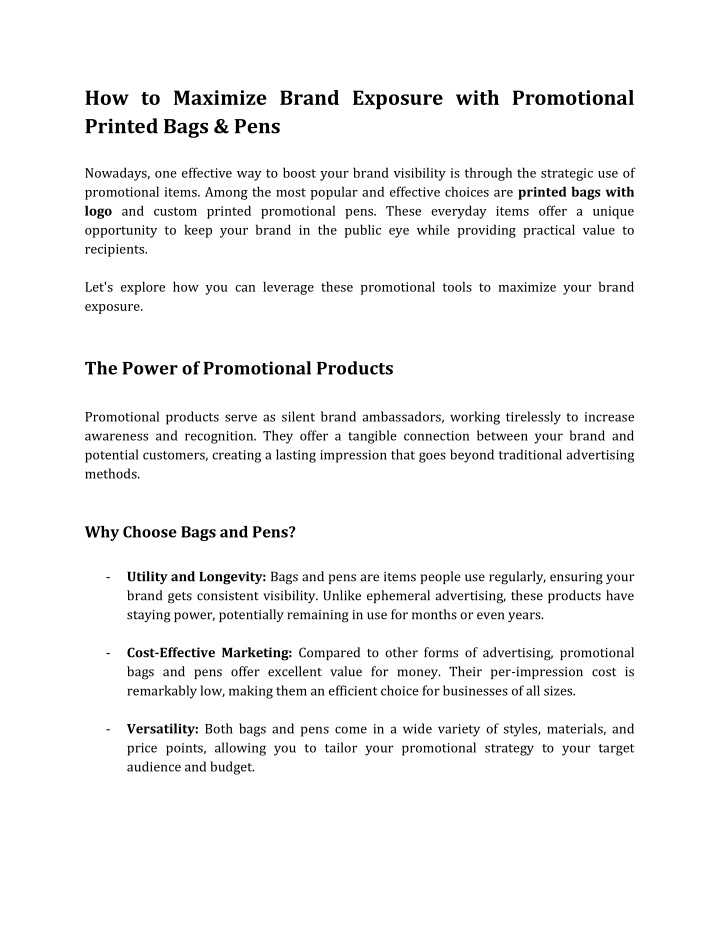 how to maximize brand exposure with promotional n.w