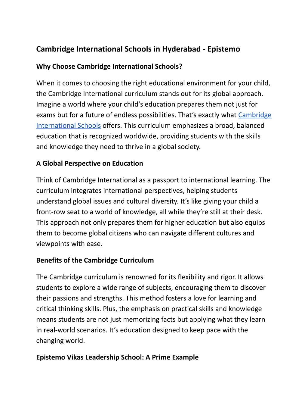 cambridge international schools in hyderabad l.w