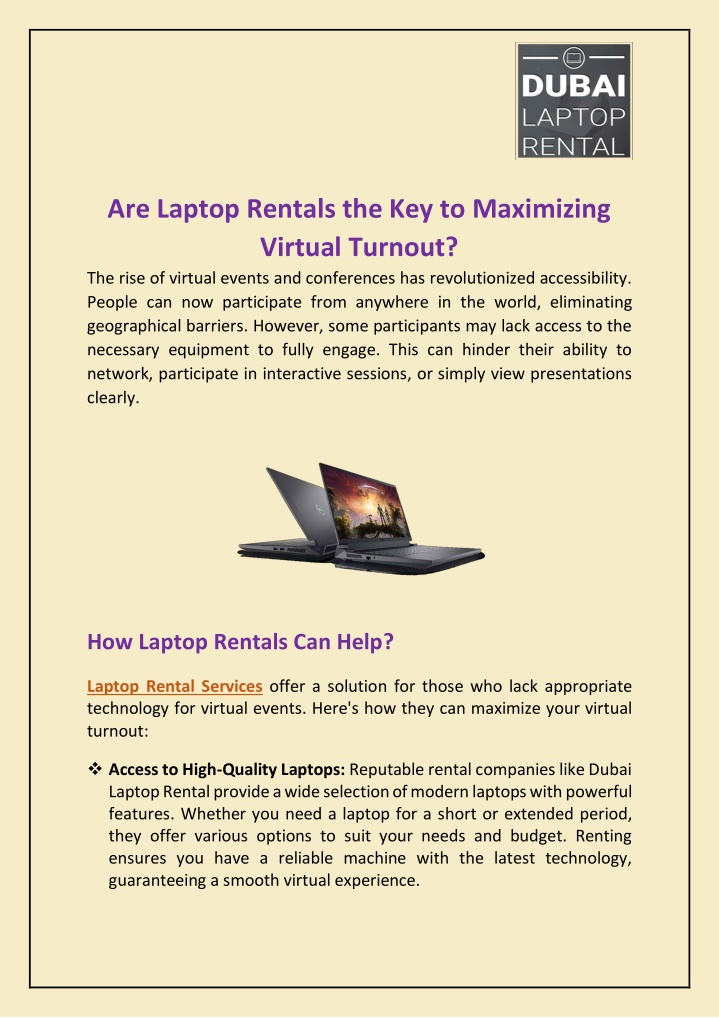are laptop rentals the key to maximizing virtual n.w