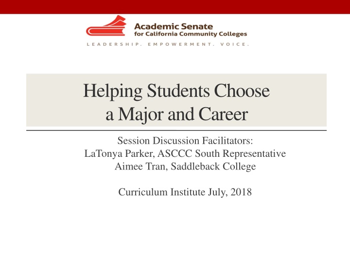 Helping Students Choose a Major and Career: Session Insights