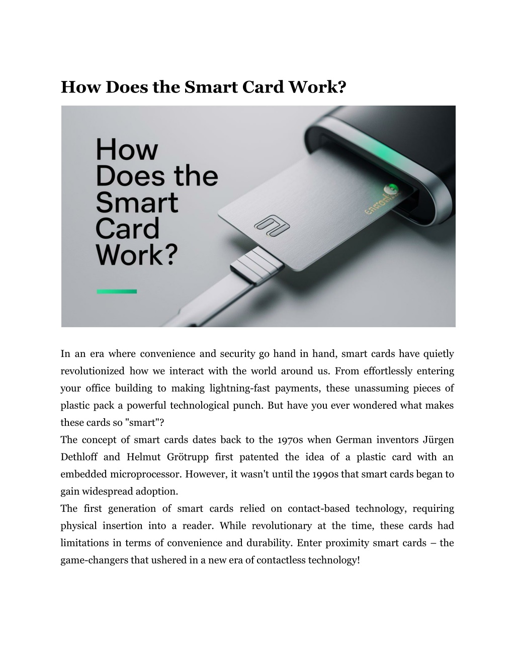 how does the smart card work l.w