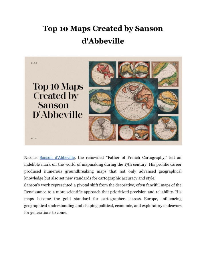 top 10 maps created by sanson n.w