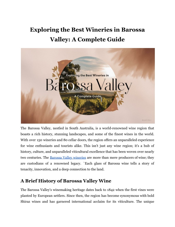exploring the best wineries in barossa n.w