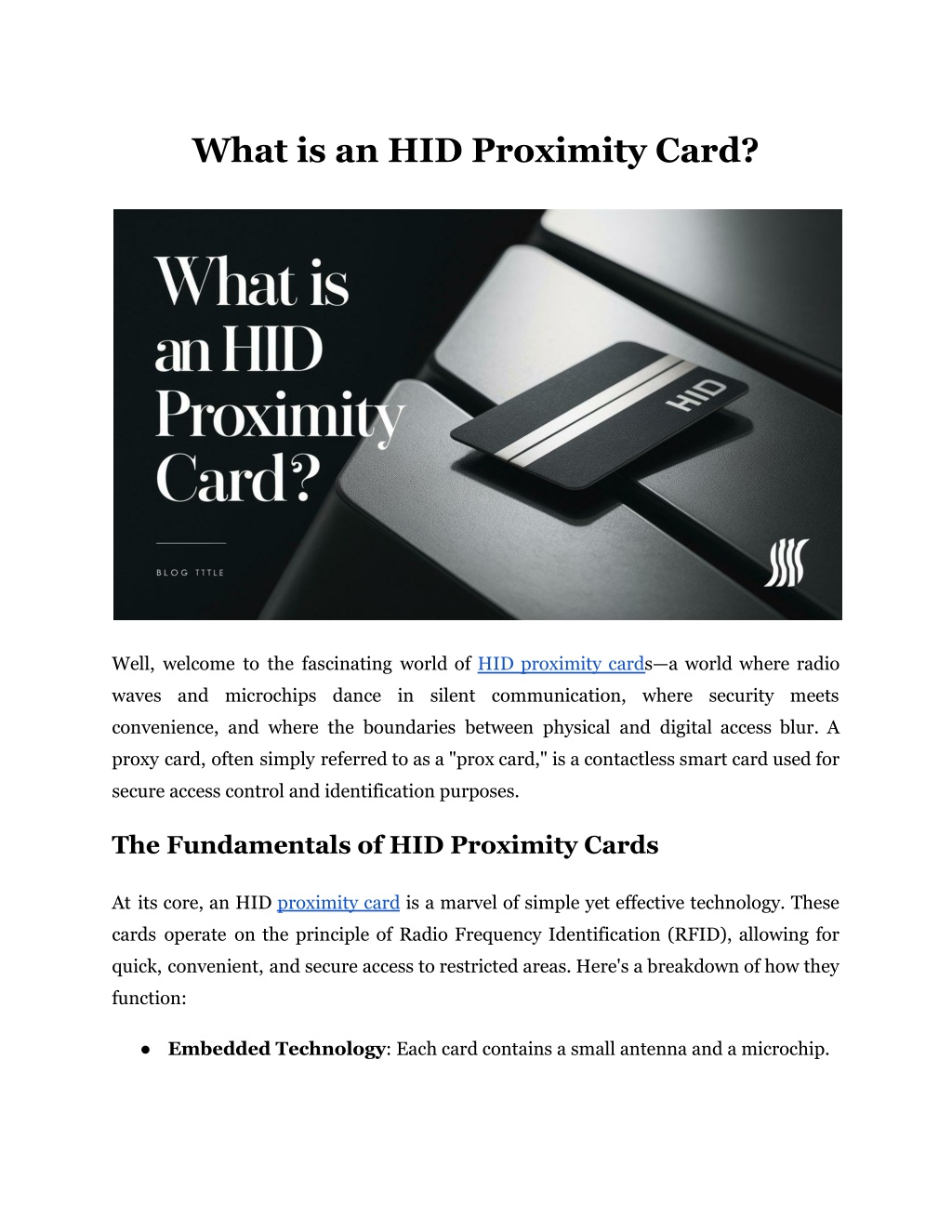 what is an hid proximity card l.w