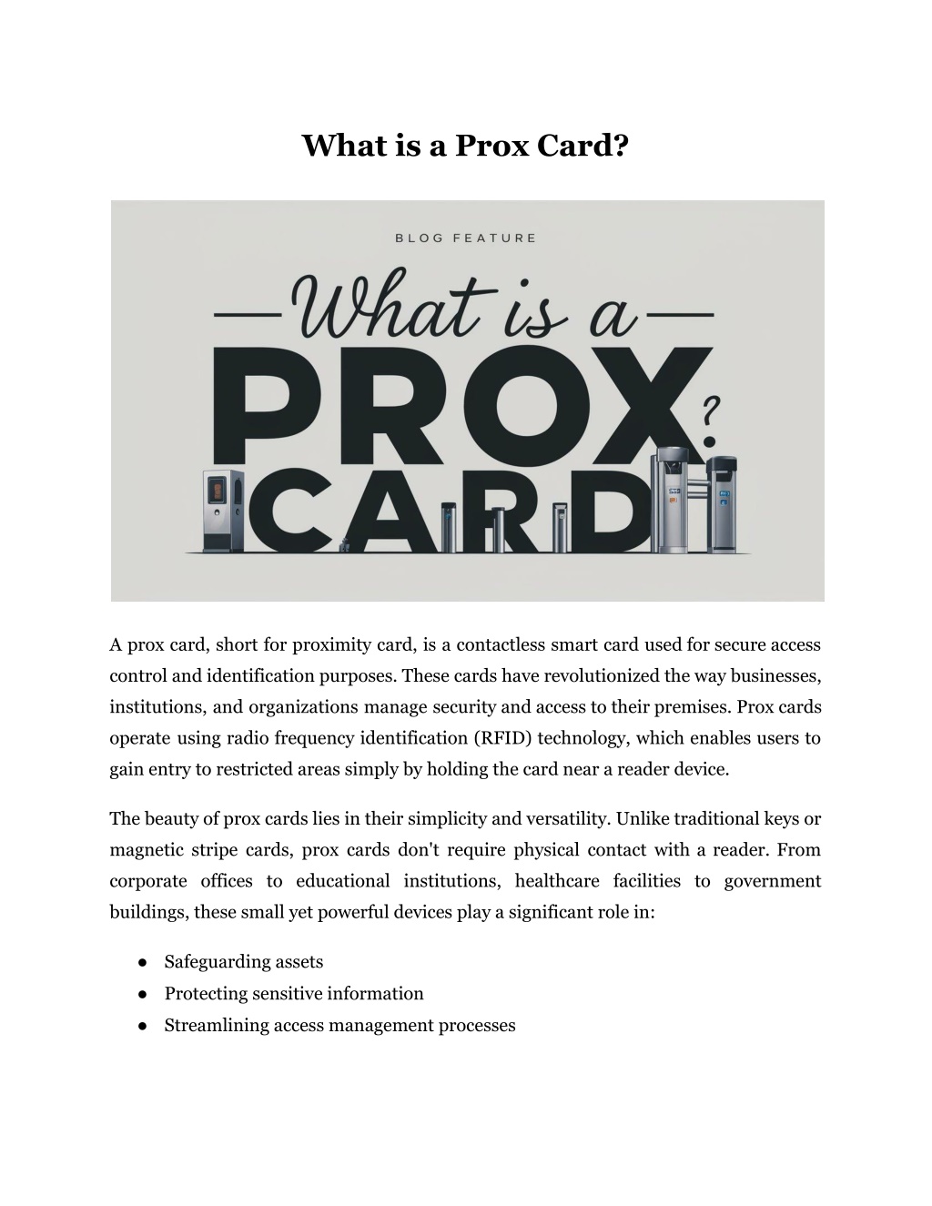 what is a prox card l.w