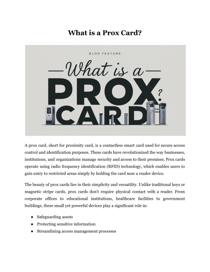 what is a prox card n.w